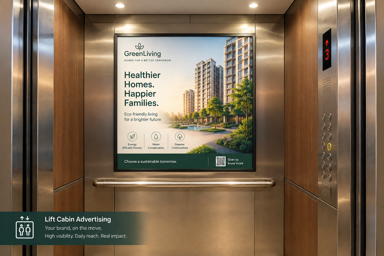 Illustrative modern elevator space